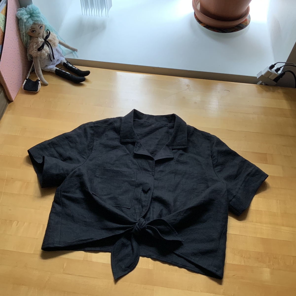 IL019 BLACK Softened 100% Linen Middle (5.3 oz/yd<sup>2</sup>)