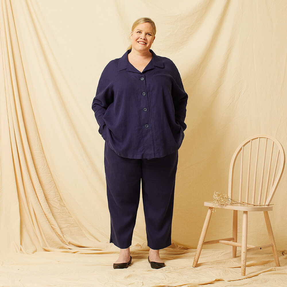 Capucine — Linen Bathrobe, Pajama Top and Pajama Pants, Type - Premium Paper, Single Size - 10 to 16