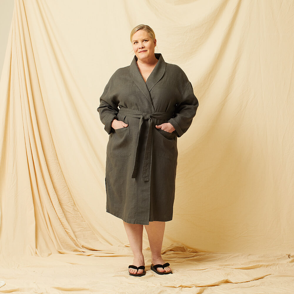 Capucine — Linen Bathrobe, Pajama Top and Pajama Pants, Type - Premium Paper, Single Size - 10 to 16