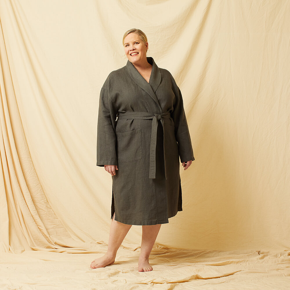 Capucine — Linen Bathrobe, Pajama Top and Pajama Pants, Type - Premium Paper, Single Size - 10 to 16