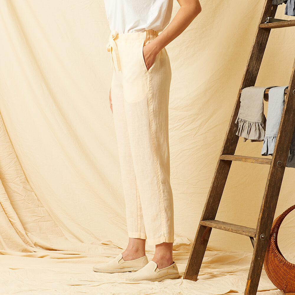 Capucine — Linen Bathrobe, Pajama Top and Pajama Pants, Type - Premium Paper, Single Size - 10 to 16