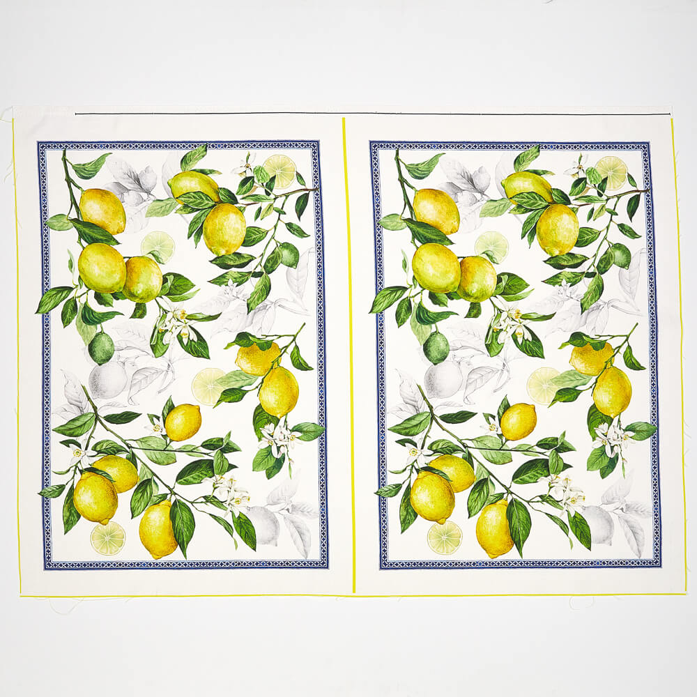 Farmers Lemon Tablecloth Accompanied by a set of 4 Napkins and Two Tea Towels