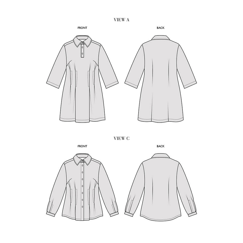 Malena Pattern Collection - Short Dress, Long Dress, and Blouse, Type - Premium Paper, Single Size - 10 to 16