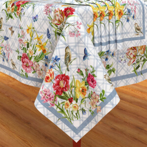Spring Song Tablecloth and Set of 4 Napkins