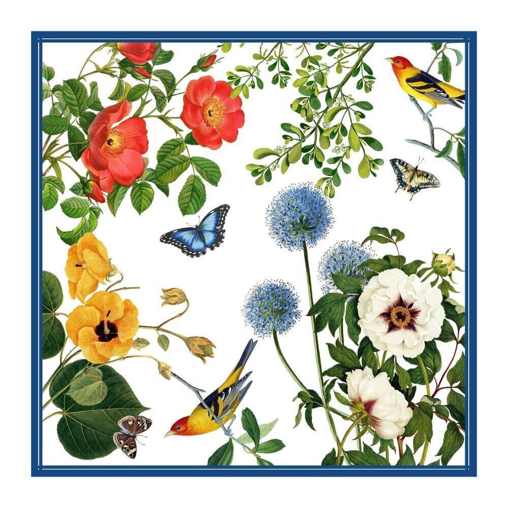 Flowers and Birds Tablecloth and Set of 4 Napkins