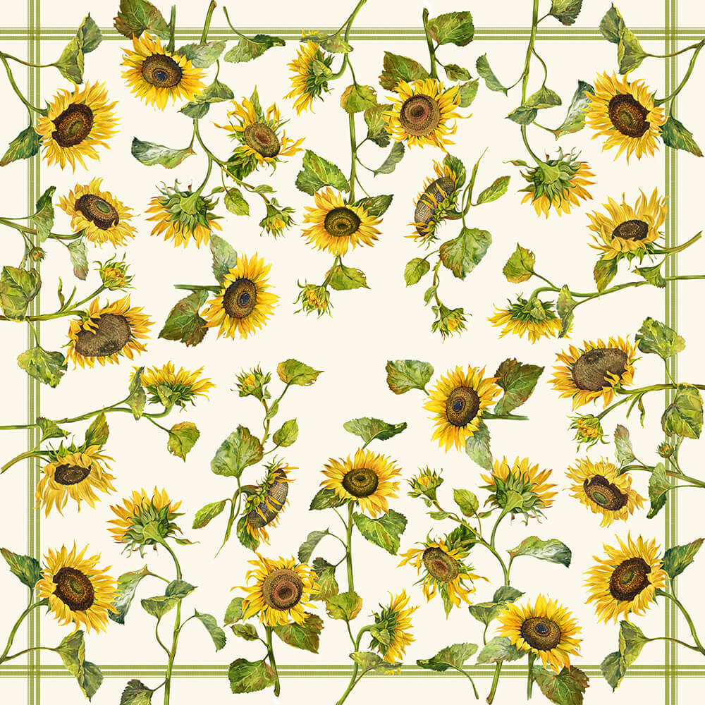 Sunflower Tablecloth Accompanied by a set of 4 Napkins and Two Tea Towels