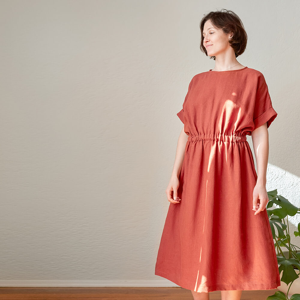 Donna — Terracotta Linen Dress, Type - PDF