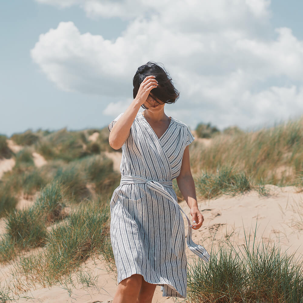 Luciana Dolman Sleeve Faux-Wrap Dress, Type - PDF