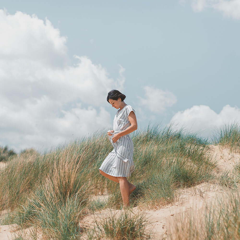 Luciana Dolman Sleeve Faux-Wrap Dress, Type - PDF