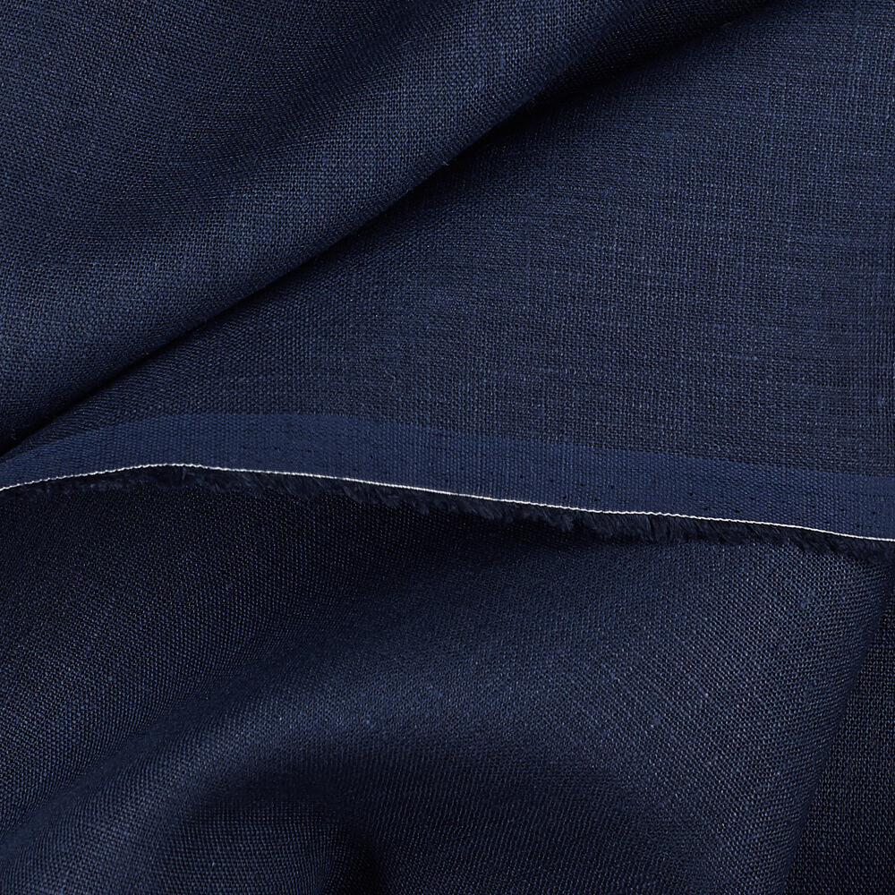 4C22 Rustic  100% Linen Fabric Cobalt Softened