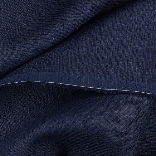 4C22 Rustic  100% Linen Fabric Cobalt Softened