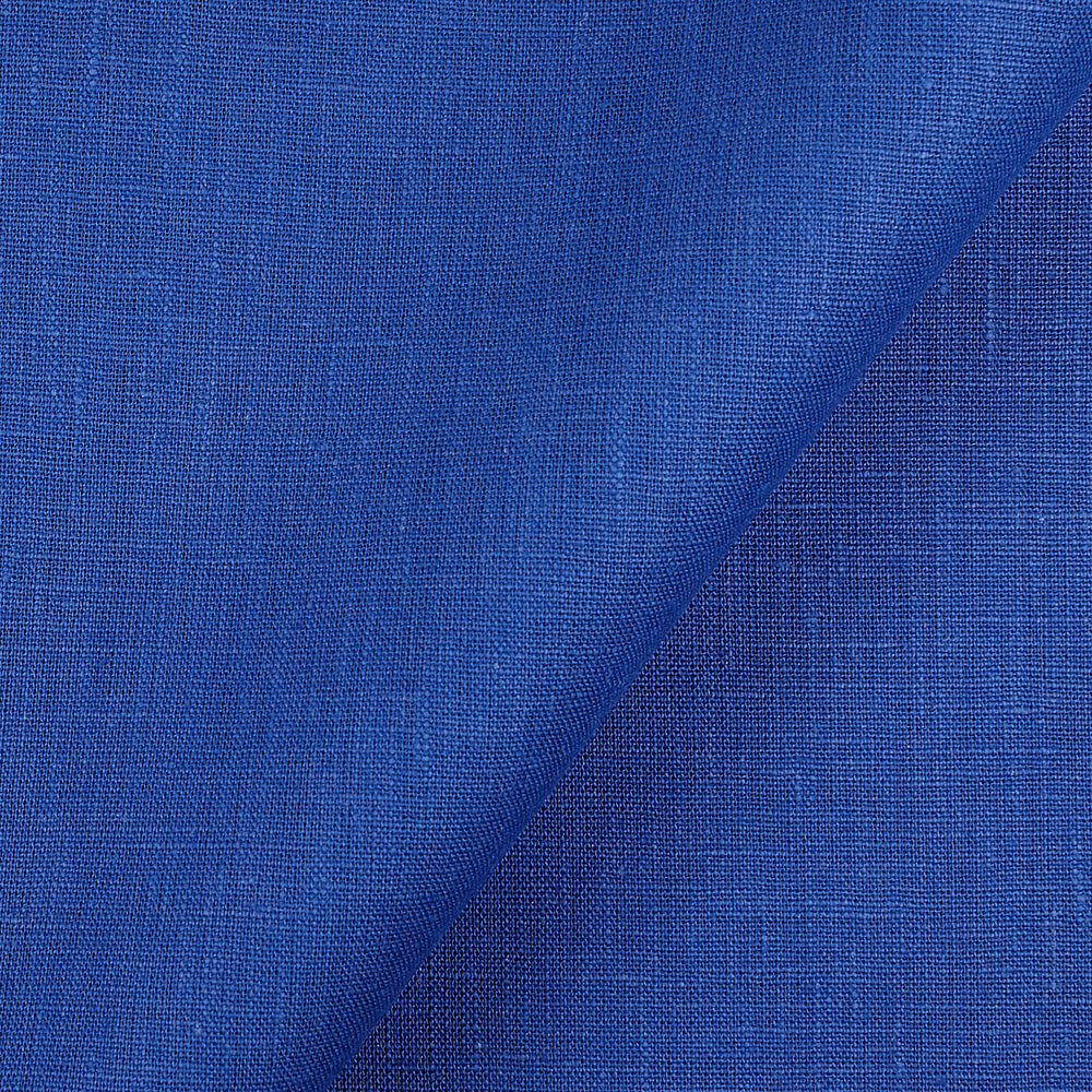 4C22 Rustic  100% Linen Fabric Royal Blue Softened