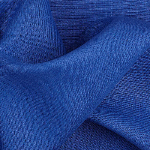 4C22 Rustic  100% Linen Fabric Royal Blue Softened