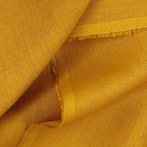 4C22 Rustic  100% Linen Fabric Autumn Gold Softened
