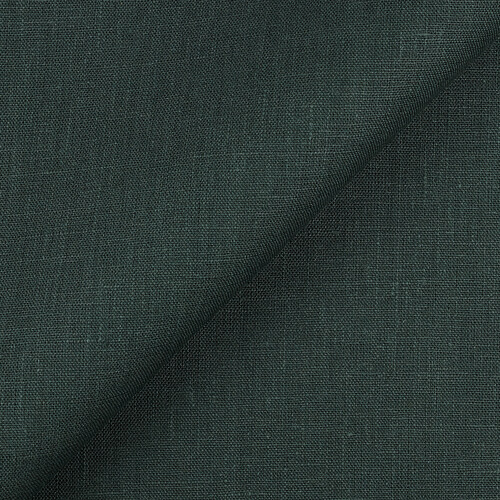 4C22 Rustic  100% Linen Fabric Emerald Softened
