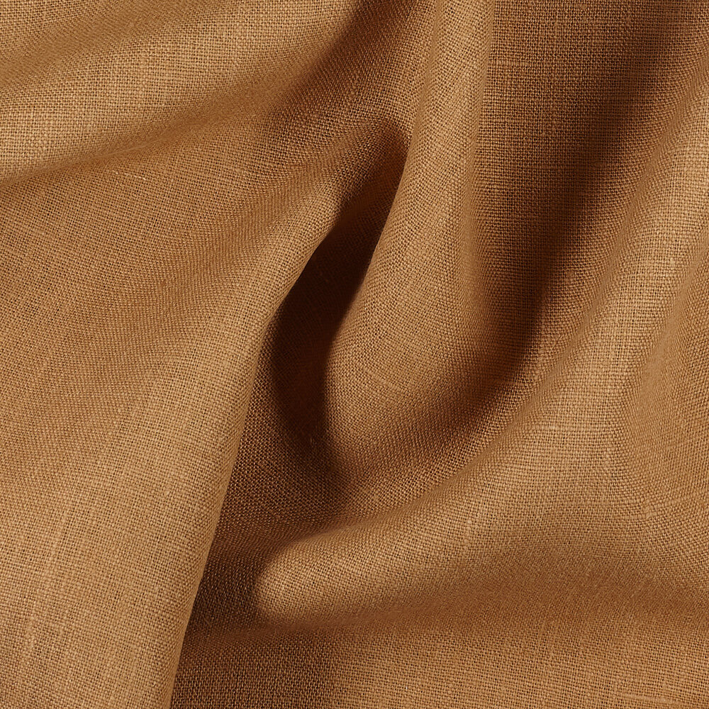 4C22 Rustic  100% Linen Fabric Ginger Softened
