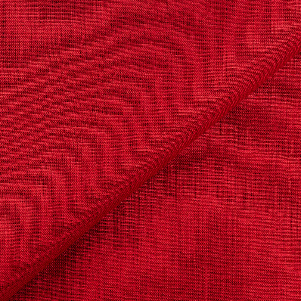 4C22 Rustic  100% Linen Fabric Crimson Softened