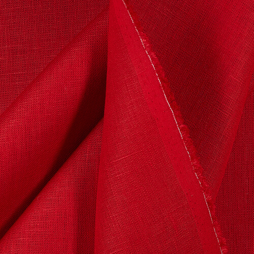 4C22 Rustic  100% Linen Fabric Crimson Softened