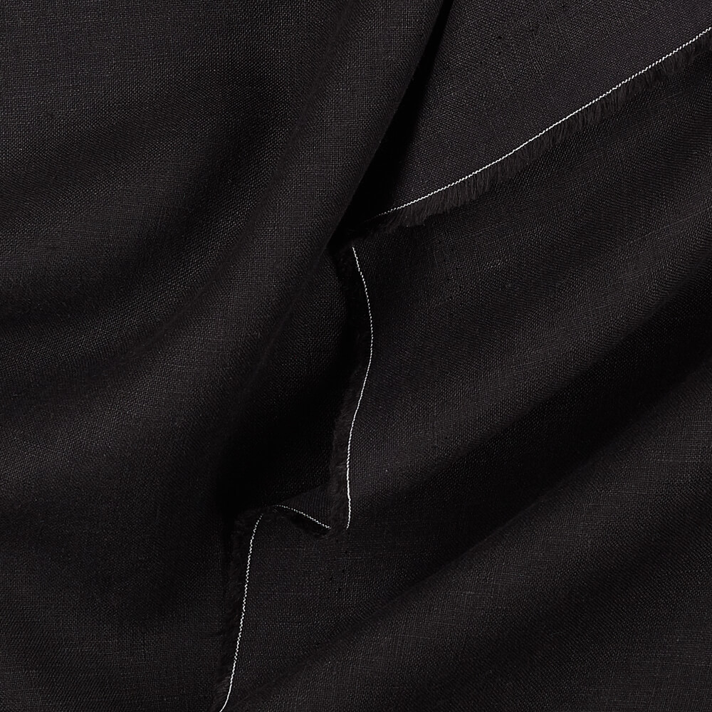 1C64 Luxury 100% Linen Fabric Black Softened