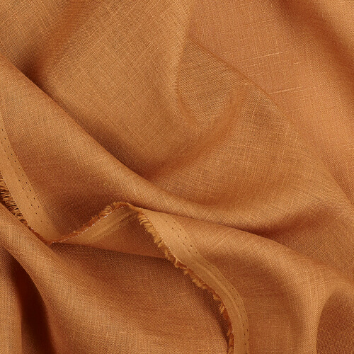 IL020 Handkerchief 100% Linen Fabric Camel Softened