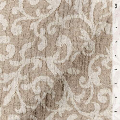 IL002 Textured Jacquard 100% Linen Fabric Ivory-natural - Scrolls
