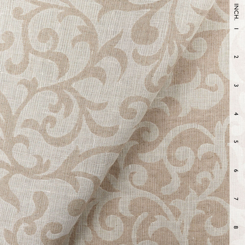 IL002 Textured Jacquard 100% Linen Fabric Ivory-natural - Scrolls