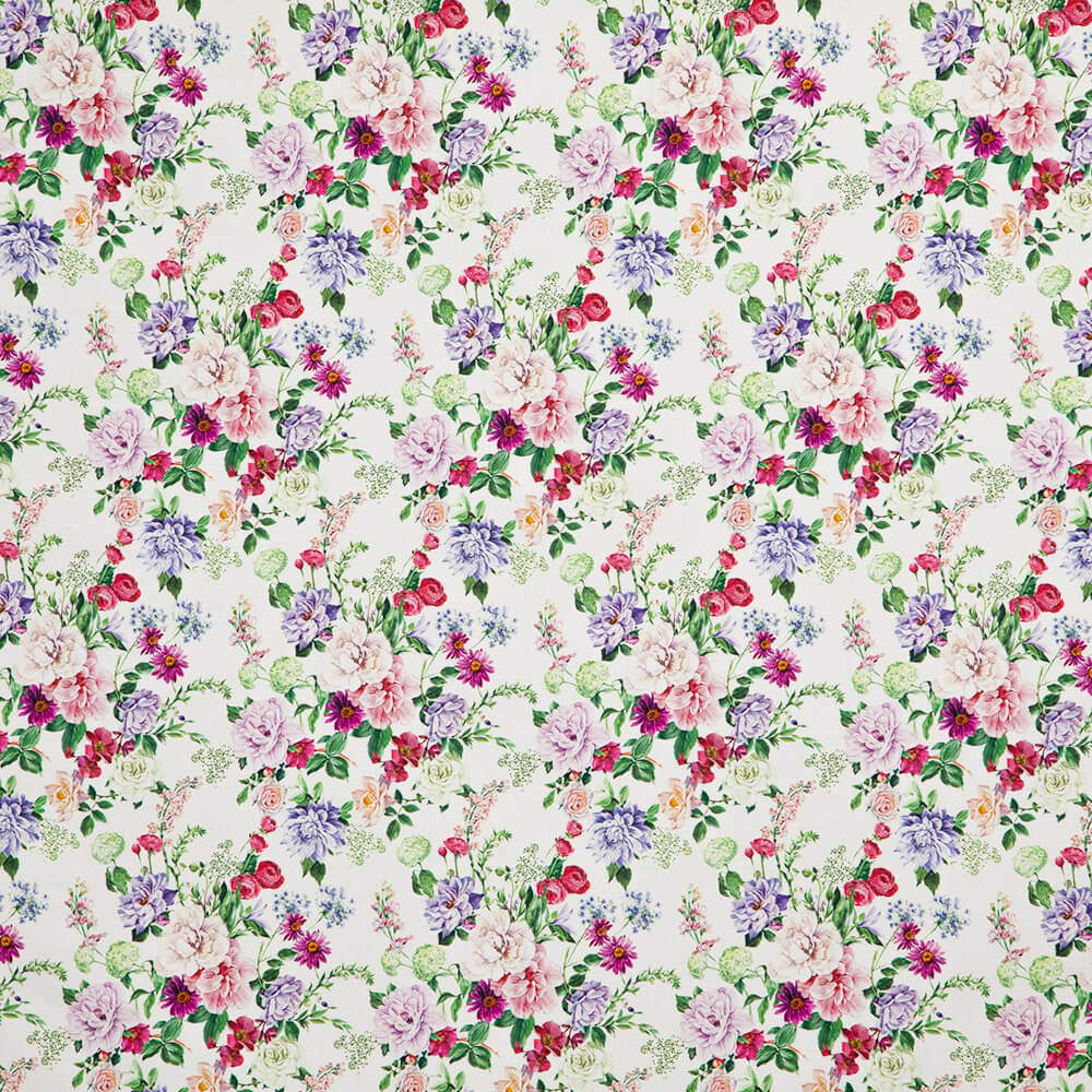 IC012 Poplin White / Mlt Miranda  100% Cotton Fabric