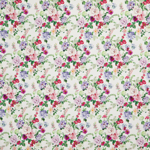 IC012 Poplin White / Mlt Miranda  100% Cotton Wholesale Fabric by the Bolt