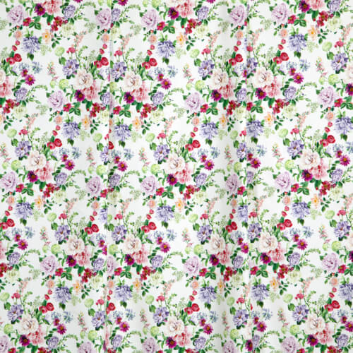 IC012 Poplin 100% Cotton Fabric White / Mlt Miranda  Softened