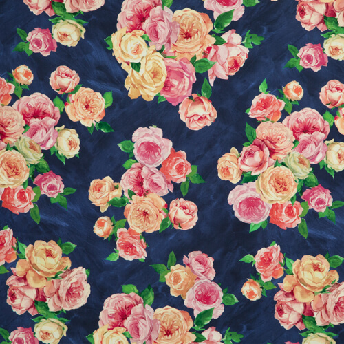 IC012 Poplin Midnight Blue / Mlt Patricia 100% Cotton Wholesale Fabric by the Bolt