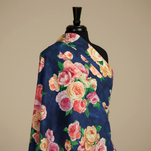 IC012 Poplin 100% Cotton Fabric Midnight Blue / Mlt Patricia Softened