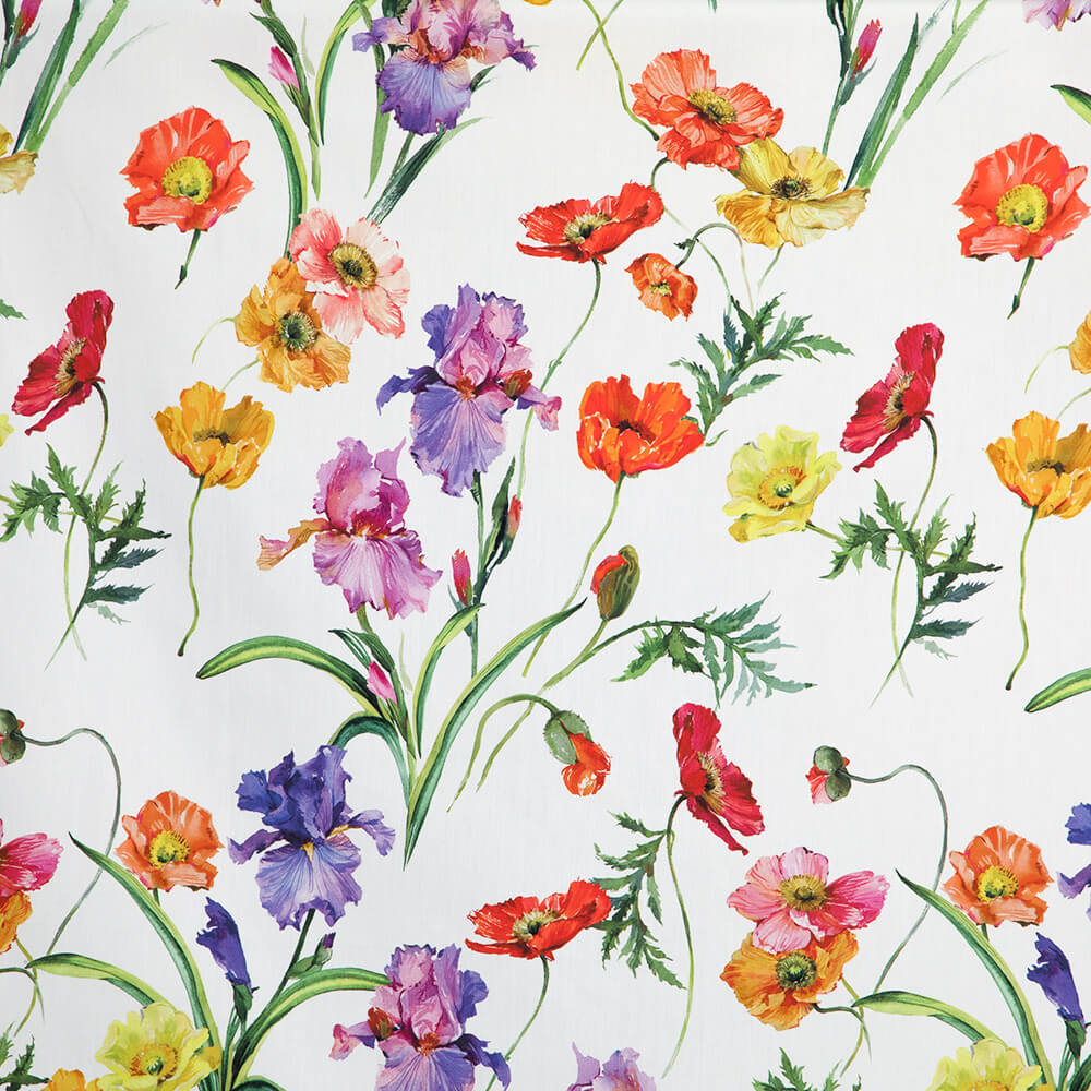 IC012 Poplin White / Mlt Barbara 100% Cotton Fabric