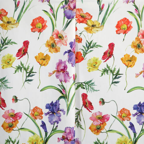 IC012 Poplin 100% Cotton Fabric White / Mlt Barbara Softened