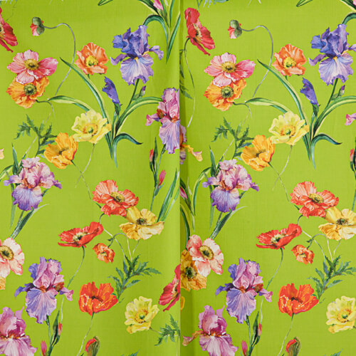 IC012 Poplin 100% Cotton Fabric Bright Chartreuse / Mlt Barbara Softened