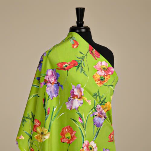 IC012 Poplin 100% Cotton Fabric Bright Chartreuse / Mlt Barbara Softened