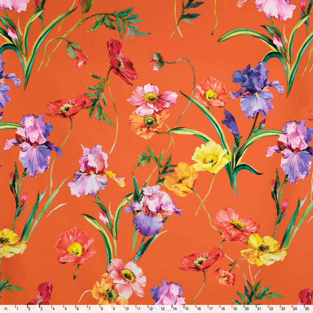 IC012 Poplin 100% Cotton Fabric Coral Rose / Mlt Barbara Softened