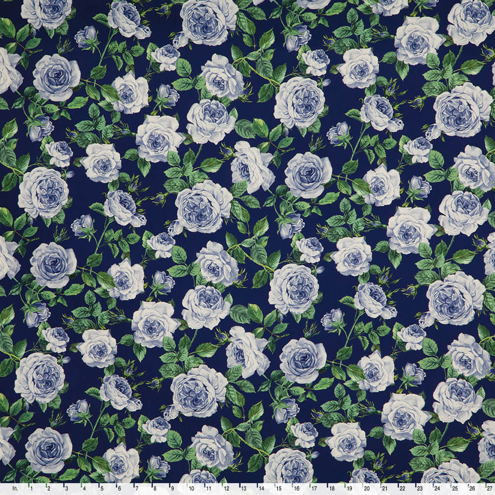 IC012 Poplin 100% Cotton Fabric Majolica Blue / Mlt Susan Softened