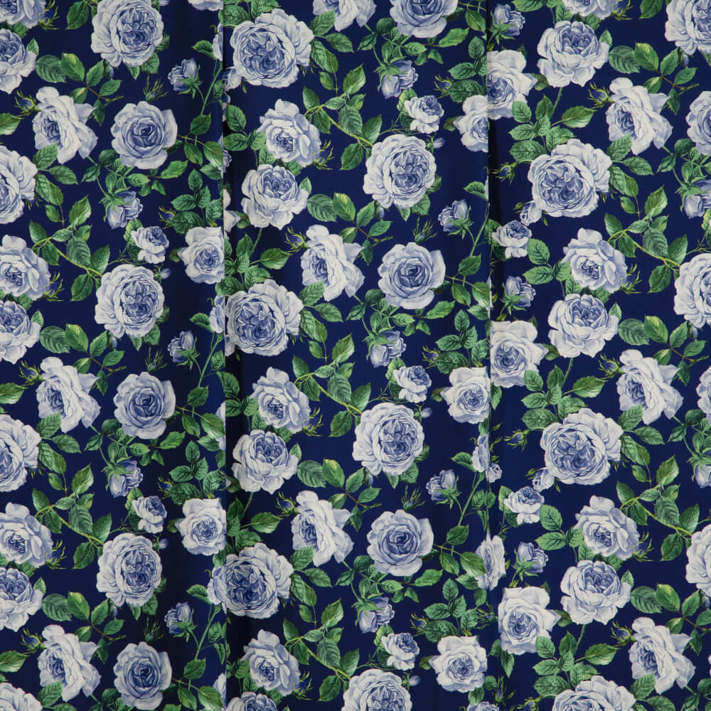 IC012 Poplin 100% Cotton Fabric Majolica Blue / Mlt Susan Softened