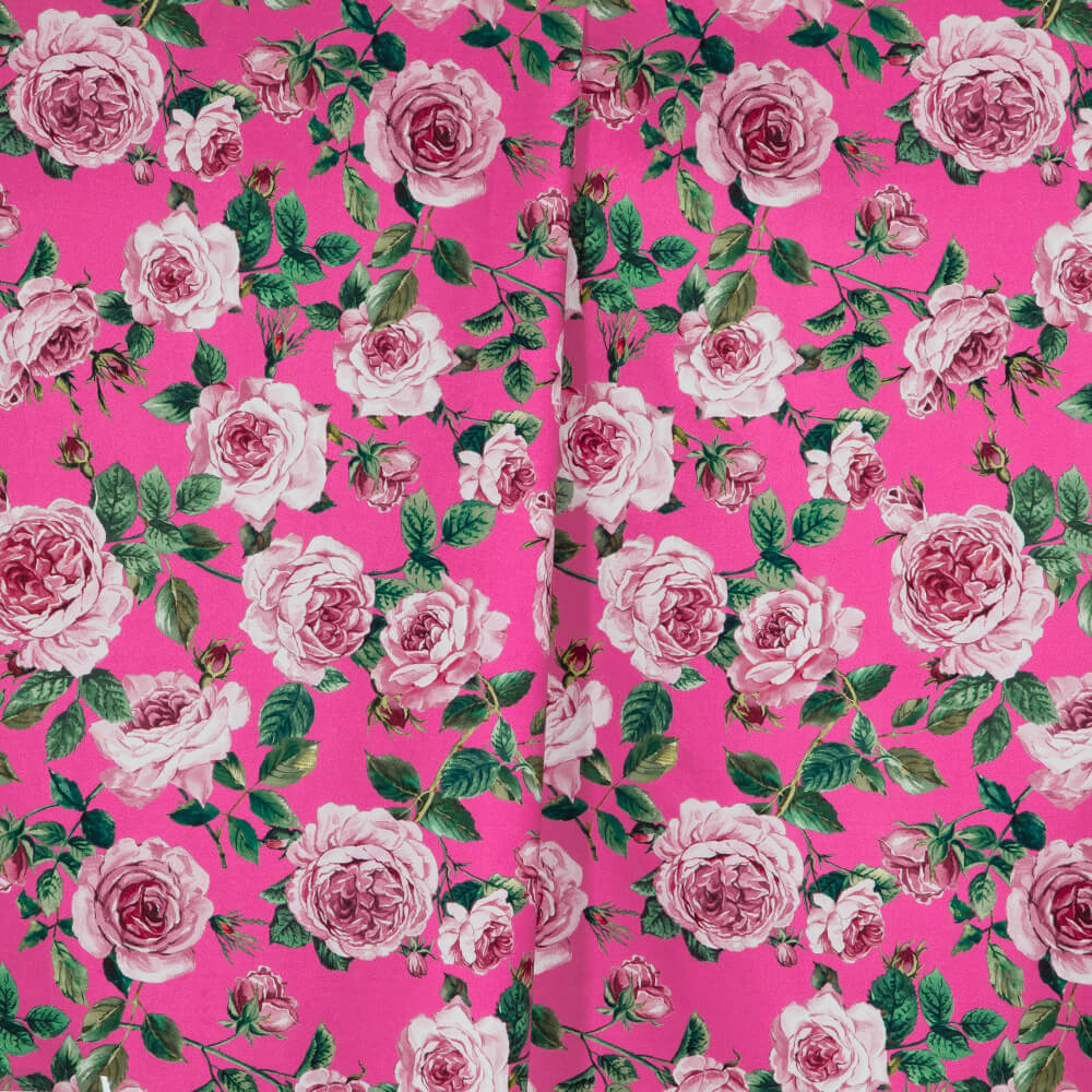 IC012 Poplin 100% Cotton Fabric Raspberry Rose / Mlt Susan Softened