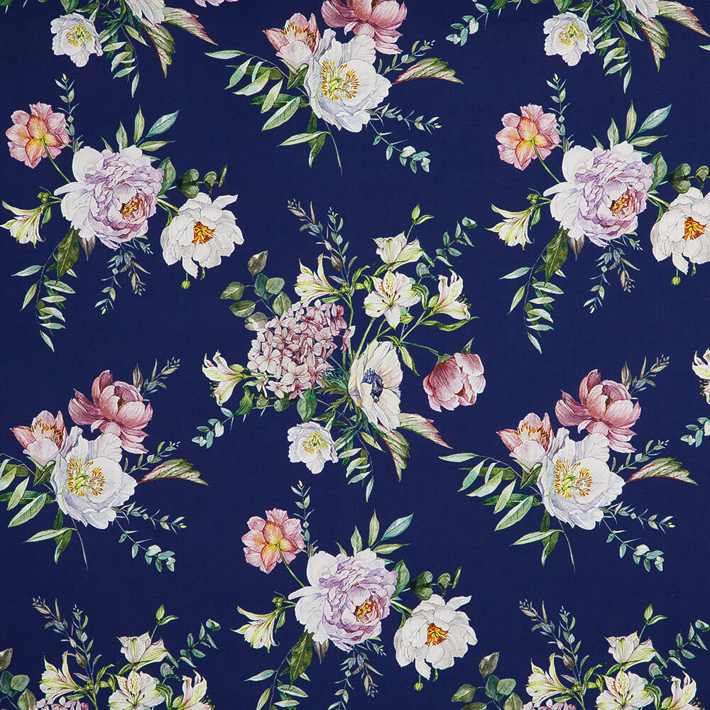 IC012 Poplin True Navy / Mlt Amelia 100% Cotton Fabric