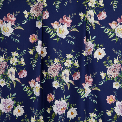 IC012 Poplin 100% Cotton Fabric True Navy / Mlt Amelia Softened