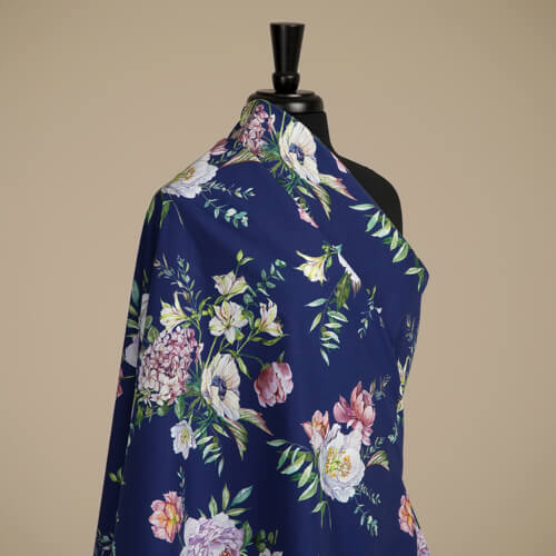 IC012 Poplin 100% Cotton Fabric True Navy / Mlt Amelia Softened