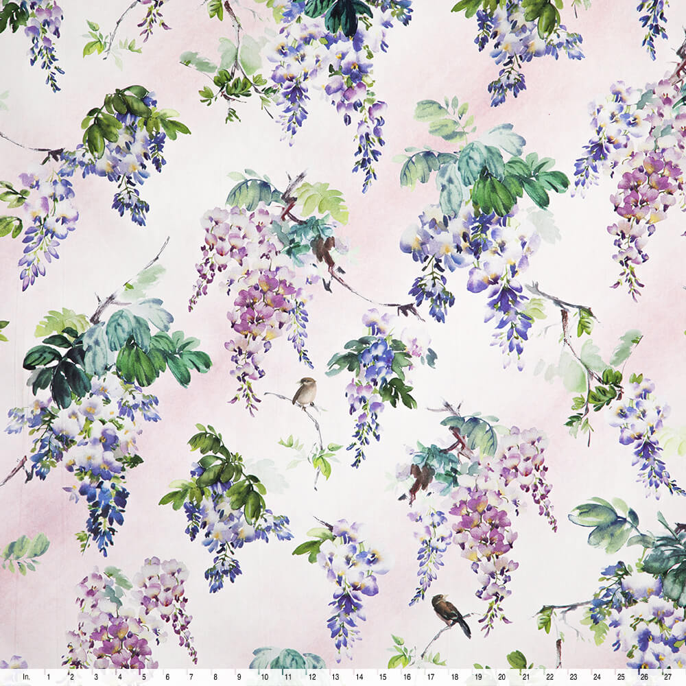 IC012 Poplin 100% Cotton Fabric Pale Pink / Mlt Ashley Softened