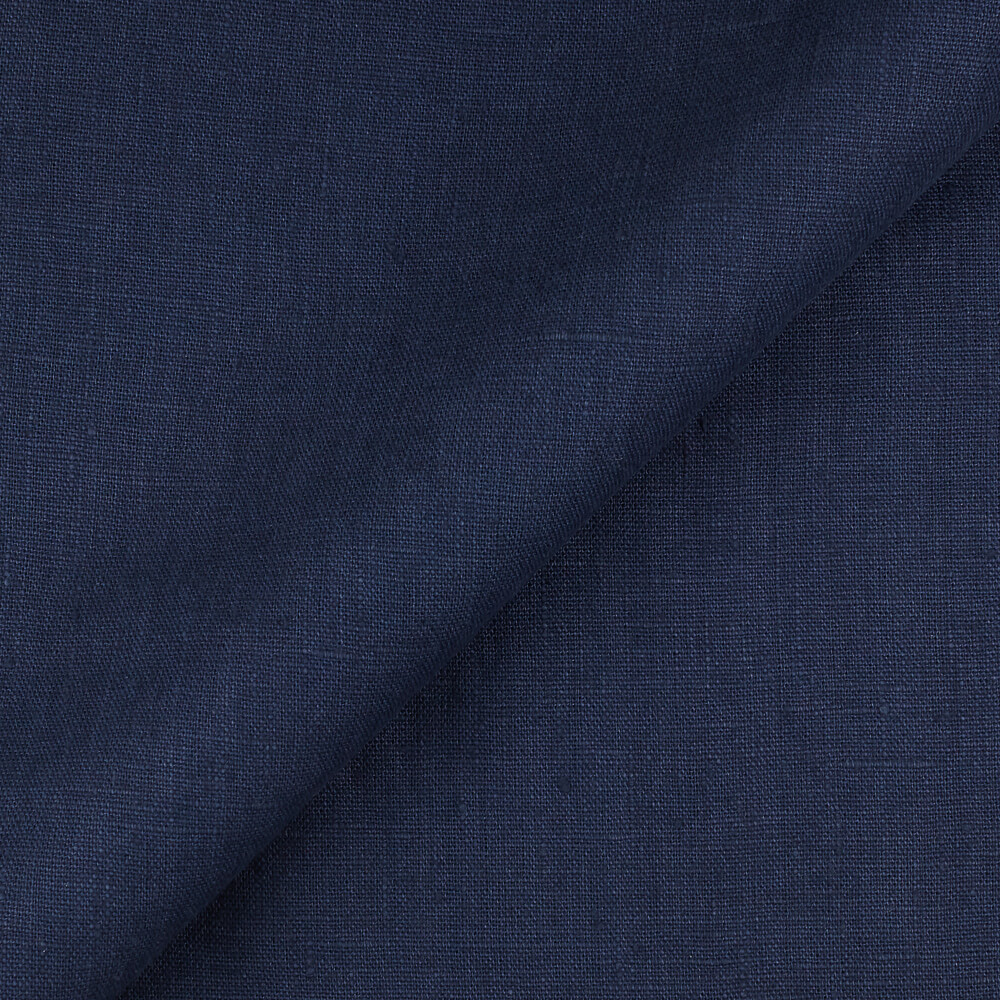 IL090 Canvas 100% Linen Fabric Oxford Blue Softened