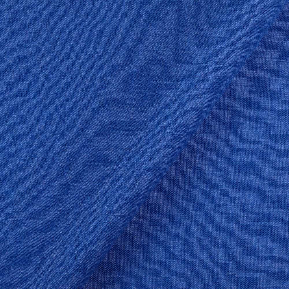 4C22 Rustic  100% Linen Fabric Royal Blue Fs Premier Finish
