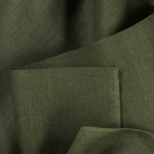 4C22 Rustic  100% Linen Fabric Moss Fs Premier Finish