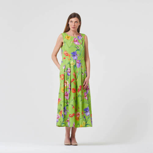 IC012 Poplin 100% Cotton Fabric Bright Chartreuse / Mlt Barbara Softened