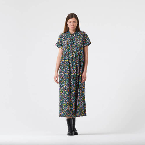 IC012 Poplin 100% Cotton Fabric Black / Mlt Mary Softened