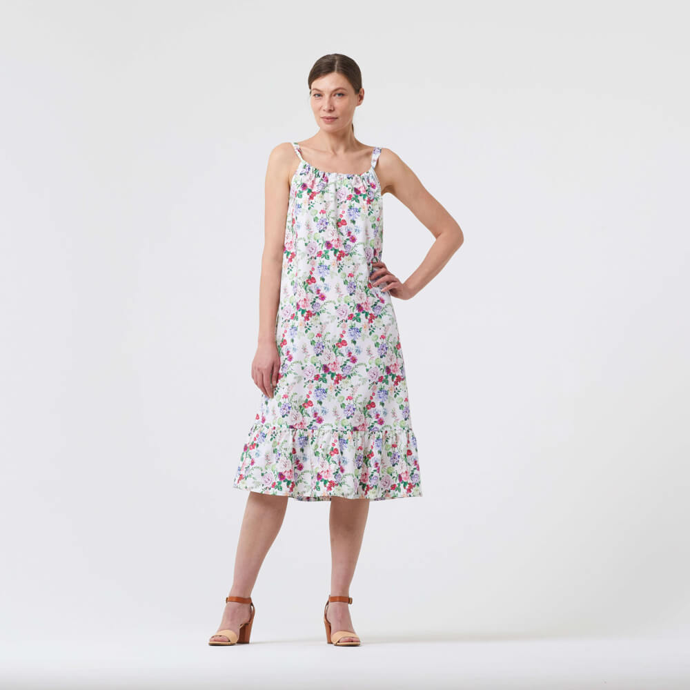 IC012 Poplin 100% Cotton Fabric White / Mlt Miranda  Softened