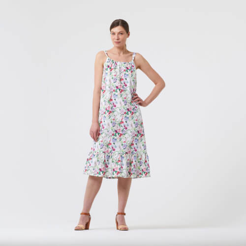 IC012 Poplin 100% Cotton Fabric White / Mlt Miranda  Softened